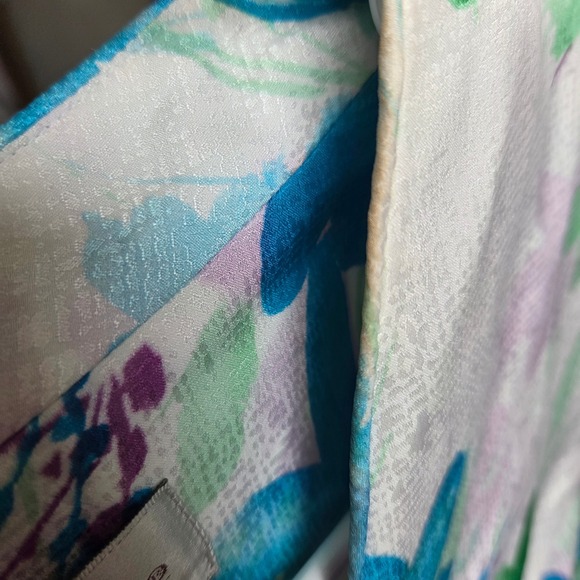 Vintage Adrianna Papell 100% Silk Floral Skirt Set Blue Green Purple Womens 8 - Picture 13 of 13